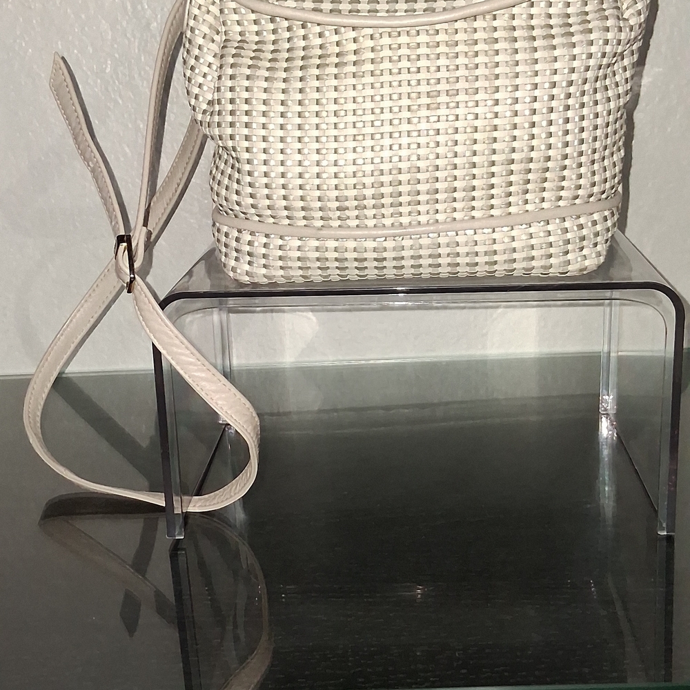 GANSON Chic Cream and Gray  Woven Women's Backpack - Picture 5 of 16